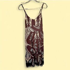 Brown Floral Spaghetti Strap Dress